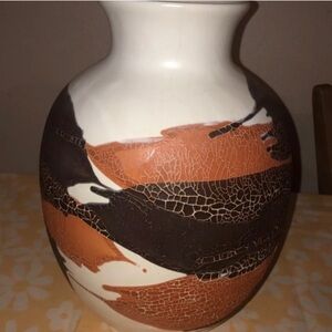Midcentury Royal Haeger Modernist Orange Brown White Earth Wrap Pottery